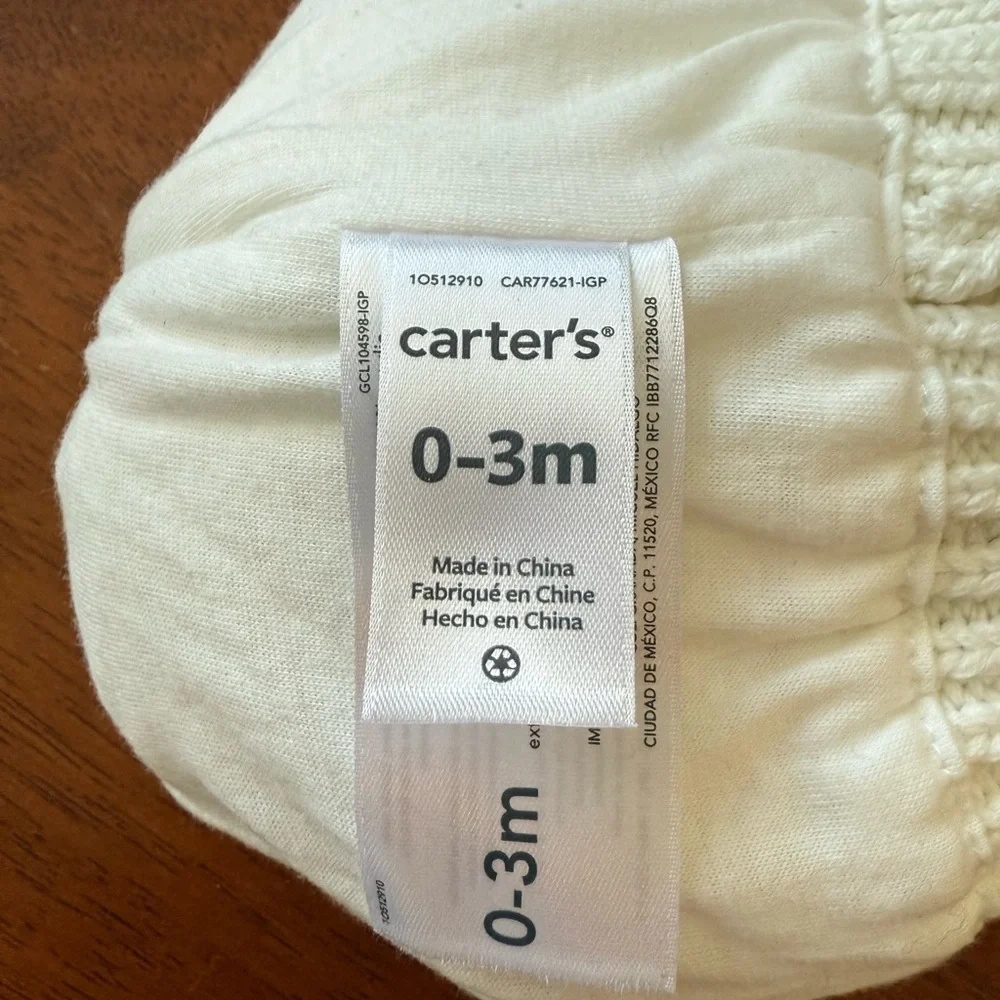 NWT Carters Infant Snowman Face Cotton Knit Pom Pom Beanie Hat Size 0-3 Mths